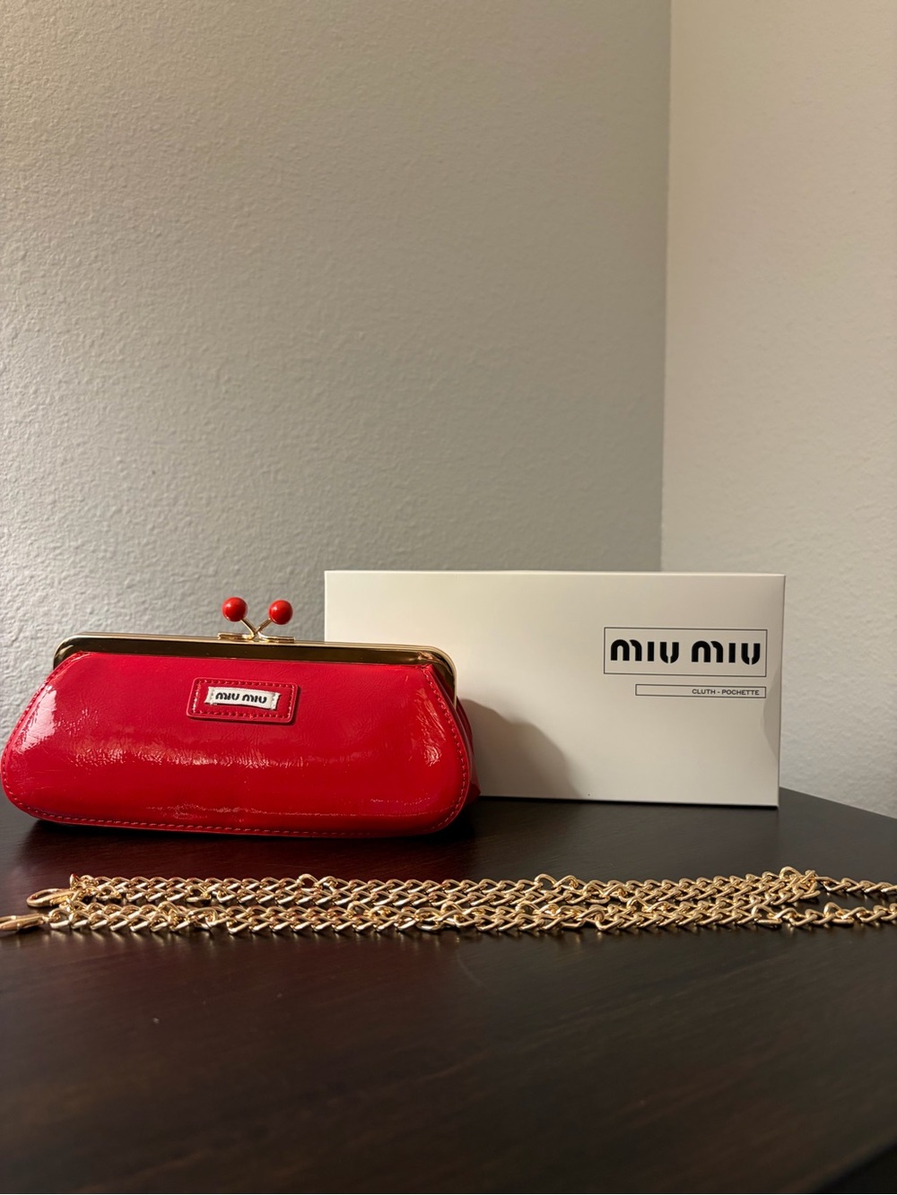 Miu Miu GWP Red Patent Leather Kiss-Lock Clutch